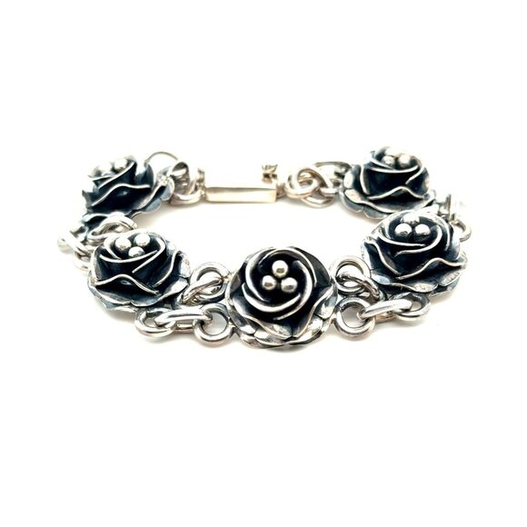 Mexico 950 Flower Link Bracelet - Picture 2 of 5